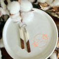 Rectangle Earring- White and Wood Resin