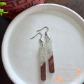 Rectangle Earring- Silver Flakes and Wood Resin