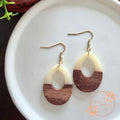 Teardrop Earring- Ivory and Wood Resin