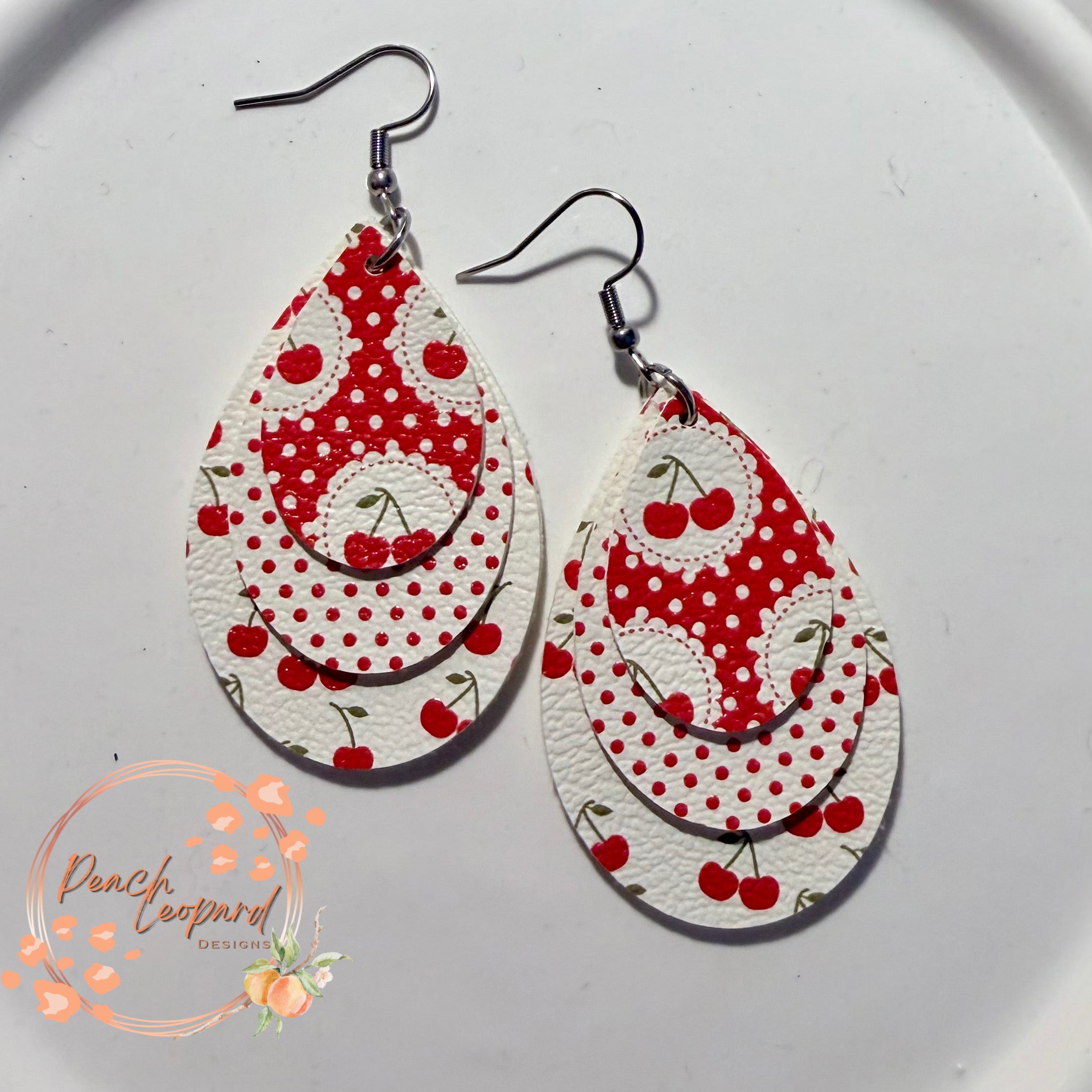 Cherry Bomb Trio Faux Leather Earrings
