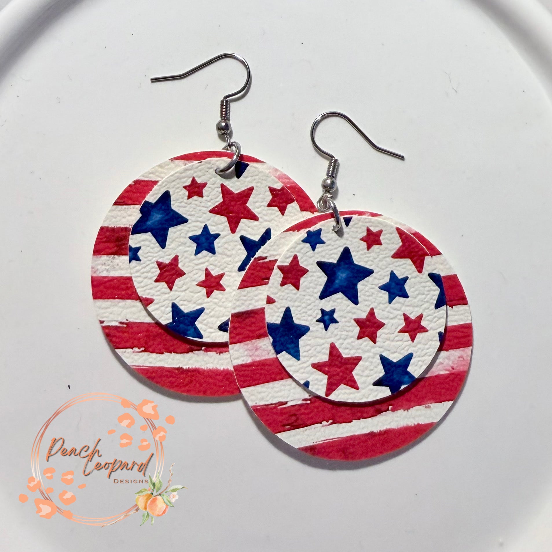 Star Spangled Faux Leather Earrings